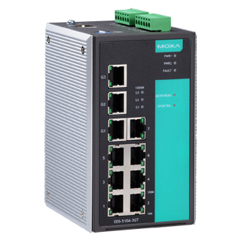 Коммутатор EDS-510A-3GT-T Ethernet Switch 7*10/100BaseT(X) ports, 3*10/100/1000BaseT(X) ports, t:-40