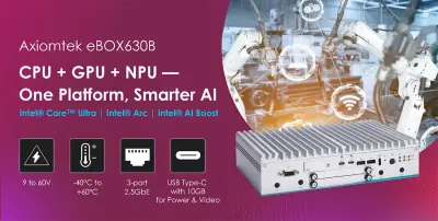 Axiomtek представляет eBOX630B - безвентиляторный компьютер с NPU
