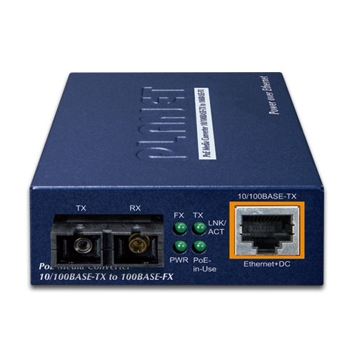 Planet FTP-802 — PoE медиаконвертер Fast Ethernet (1x100TX + 1x100FX SC)