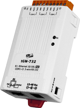 Преобразователь tGW-732 CR Tiny Modbus/TCP to RTU/ASCII gateway with PoE and 3 RS-232 Ports (RoHS)