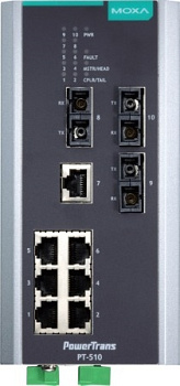 Коммутатор PT-510-3S-SC-HV IEC 61850-3 managed DIN-Rail switch, 7 x 10/100BaseT(X), 3 x 100BaseFX SM