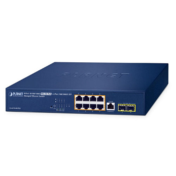 Planet GS-4210-8UP2S — управляемый коммутатор PoE++ (8xPoE++ + 2xSFP)