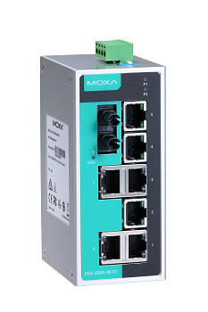 Коммутатор EDS-208A-M-ST-T 8 port switch, 7 x 10/100 TX, 1 x 100 FX (multimode), dual power, ST conn