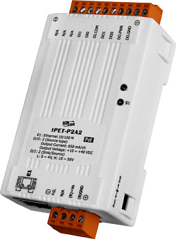Модуль tPET-P2A2 CR Tiny Ethernet module with PoE, 2-ch DI and 2-ch DO (PNP, Source) (RoHS)