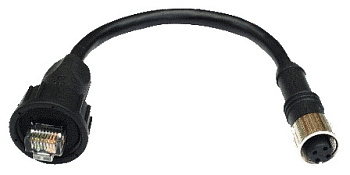 Кабель CBL-M12DFF4PRJ45-BK-10-IP67 10 cm M12-to-RJ45 Cat-5E UTP Ethernet cable, 4-pin D-coded femake