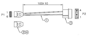 Кабель  96CB-SATAPOWER-6P2       PERIPHERAL, SATA POWER ADAPTER 6PIN TO BIG 4 PIN