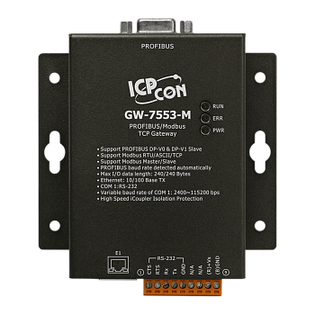 Преобразователь GW-7553-M CR PROFIBUS/Modbus TCP Gateway (RoHS) (Metal casing)