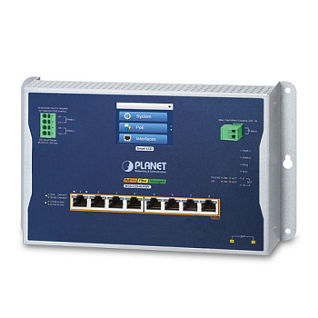 Planet WGS-5225-8UP2SV — настенный управляемый PoE++ коммутатор L2+ с LCD (8xPoE++ + 2x2.5G SFP)