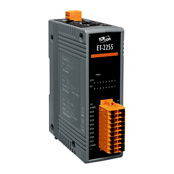 Модуль ET-2255 CR Ethernet I/O Module with 2-port Ethernet Switch, 8-ch Wet/Dry Contact Digital Inpu