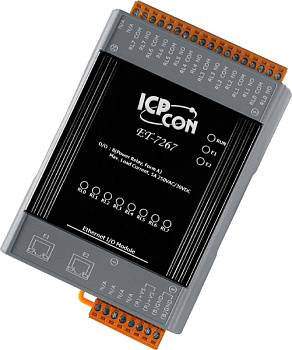 Модуль ET-7267 CR Ethernet I/O Module with 2-port Ethernet Switch, with 8-ch Relay (RoHS)