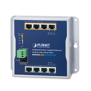 Planet WGS-804HP — настенный PoE+-коммутатор (8 портов, 4xPoE+)