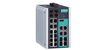 Коммутатор EDS-518E-MM-ST-4GTXSFP Managed Gigabit Ethernet switch with 12 10/100BaseT(X) ports, 2 10