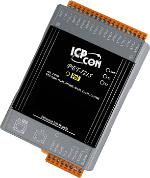 Модуль PET-7215 CR PoE Ethernet I/O Module with 2-port Ethernet Switch, with 7-ch RTD Inputs (RoHS)