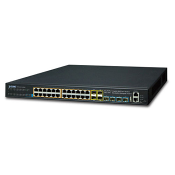 Planet SGS-6341-24P4X — стекируемый  коммутатор L3 PoE+ (24xPoE+ + 4x10G)