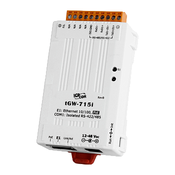 Преобразователь tGW-715i CR Tiny Modbus/TCP to RTU/ASCII Gateway with PoE and 1 Isolated RS-422/485 